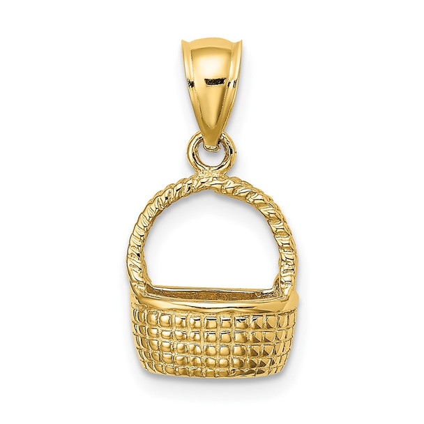 10K Yellow Gold 2-D Flat Back Basket Charm