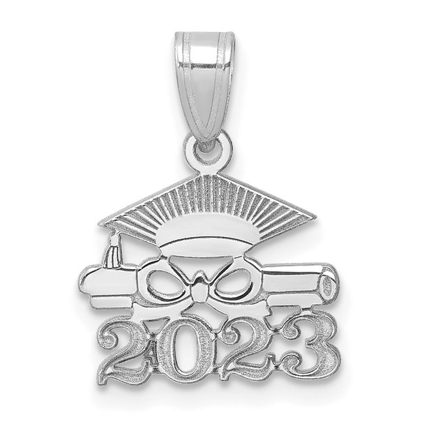 14K White Gold Graduation Cap and Diploma 2023 Charm