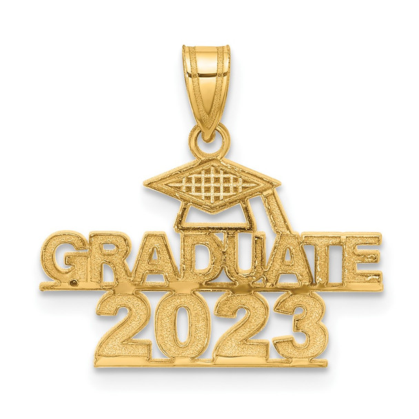 14K Yellow Gold Polished GRADUATE 2023 Under Cap Charm