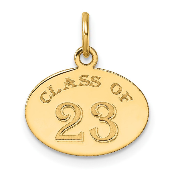 14K Yellow Gold Polished Oval CLASS OF 2023 Charm