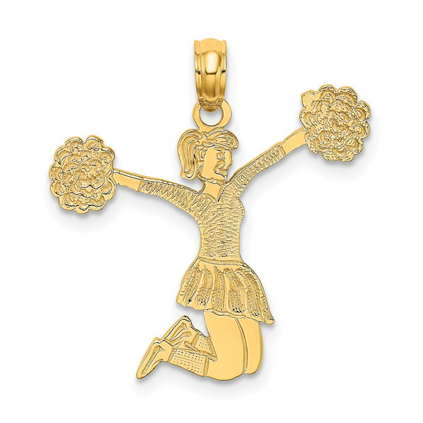 10K Yellow Gold Cheerleader Jumping with Pom-Poms Charm
