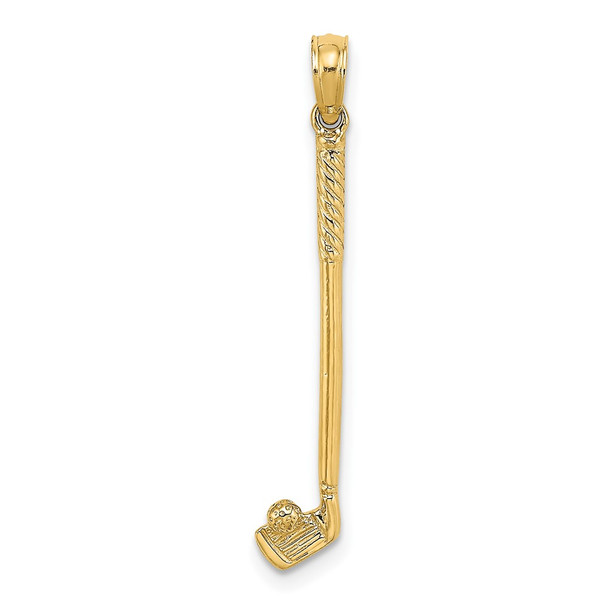 10K Yellow Gold 3-D Single Golf Club with Ball Charm