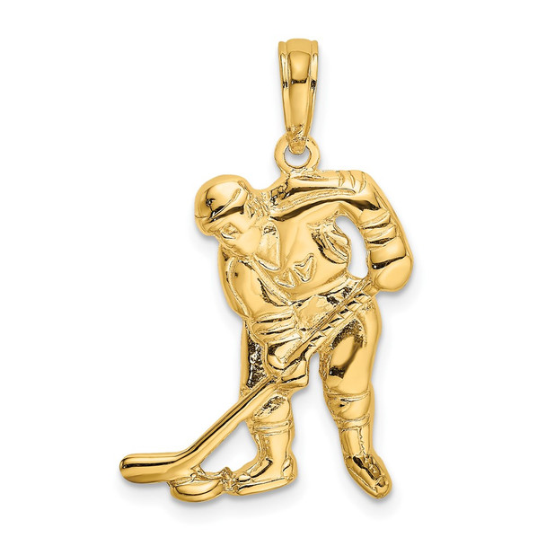 10K Yellow Gold Hockey Player with Stick and Puck Charm