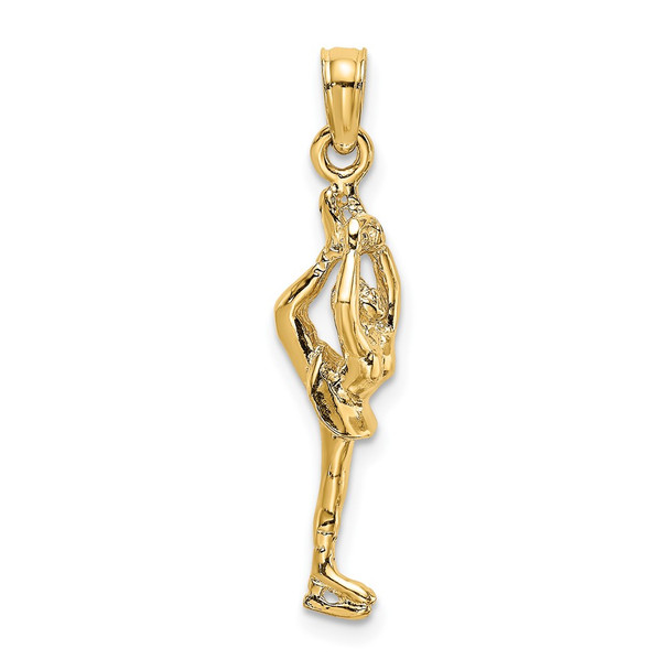 10K Yellow Gold Solid Polished 3-D Figure Skater Charm