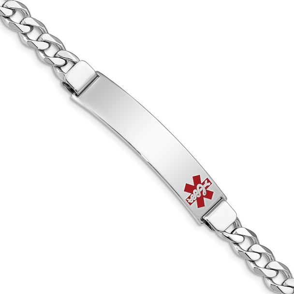 8" Sterling Silver Rhodium-plated Medical ID Curb Link Bracelet XSM32-8 with Free Engraving
