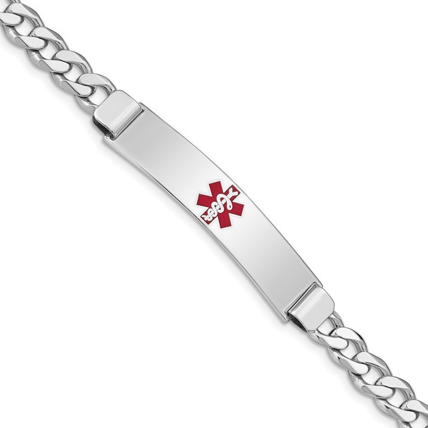 8" Sterling Silver Rhodium-plated Medical ID Curb Link Bracelet XSM37-8 with Free Engraving