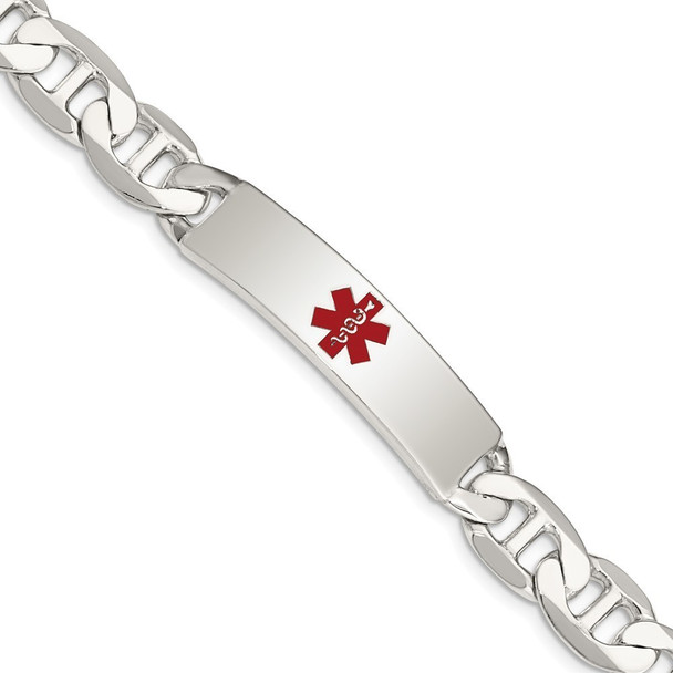 8.5" Sterling Silver Polished Medical Anchor Link ID Bracelet XSM174-8.5 with Free Engraving
