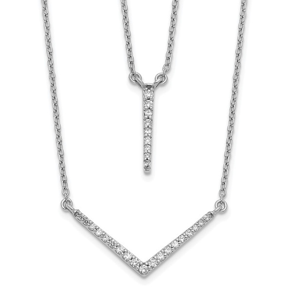 18" 14k White Gold Diamond Double Strand 18 inch Necklace