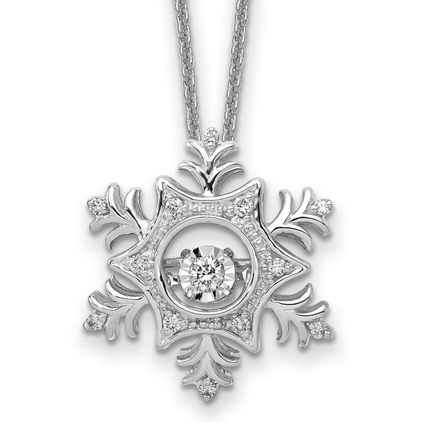 18" 14k White Gold .17ctw Vibrant Moving Diamond Snowflake Necklace PM5167-016-WA-18