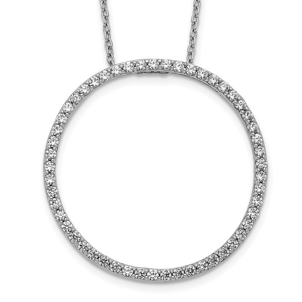 18" 14k White Gold Diamond Circle 18 inch Necklace