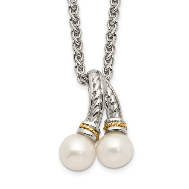 18" Shey Couture Sterling Silver with 14K Accent 18 Inch 6-7mm Freshwater Cultured Pearl Necklace