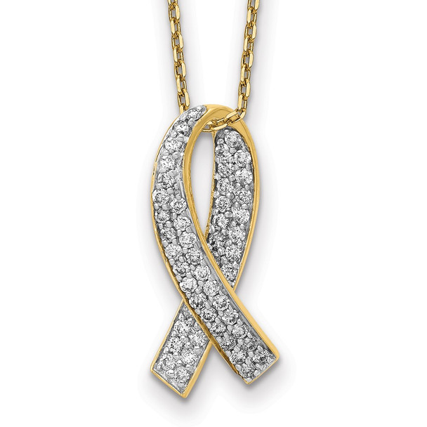 18" 14K Yellow Gold Diamond Awareness Necklace