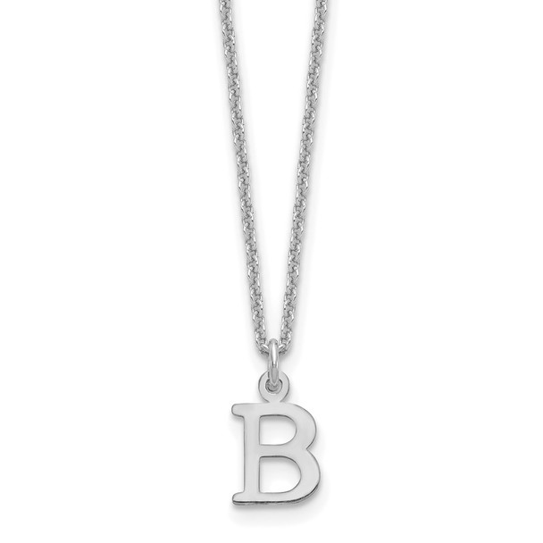 18" 10K White Gold Cutout Letter B Initial Necklace