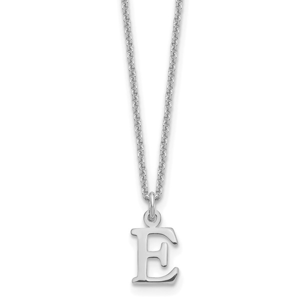 18" 10K White Gold Cutout Letter E Initial Necklace
