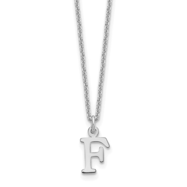18" 10K White Gold Cutout Letter F Initial Necklace