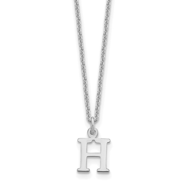 18" 10K White Gold Cutout Letter H Initial Necklace