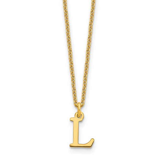18" 10K Yellow Gold Cutout Letter L Initial Necklace