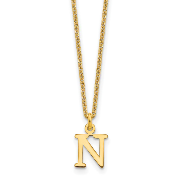 18" 10K Yellow Gold Cutout Letter N Initial Necklace
