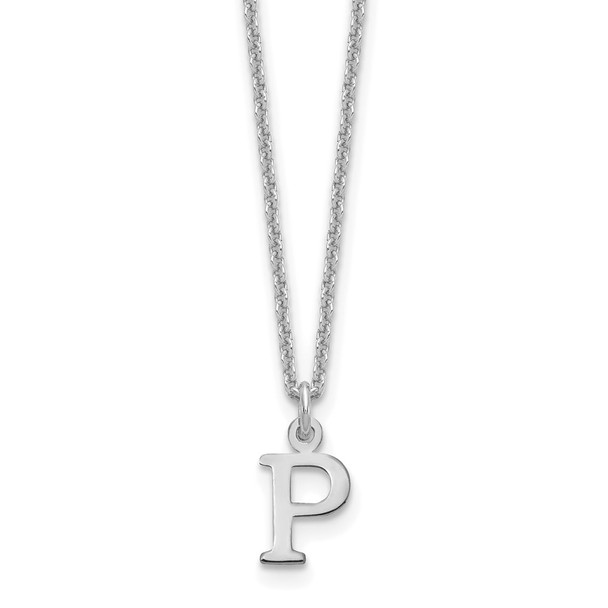 18" 10K White Gold Cutout Letter P Initial Necklace