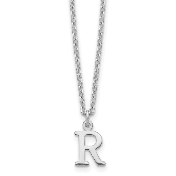 18" 10K White Gold Cutout Letter R Initial Necklace