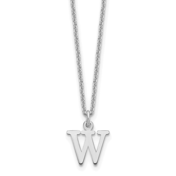 18" 10K White Gold Cutout Letter W Initial Necklace