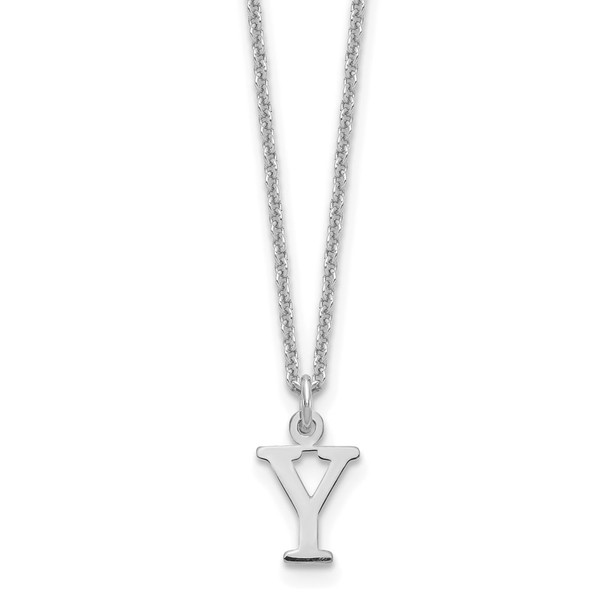 18" 10K White Gold Cutout Letter Y Initial Necklace