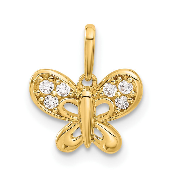 14K Yellow Gold Polished CZ Butterfly Pendant YC1571