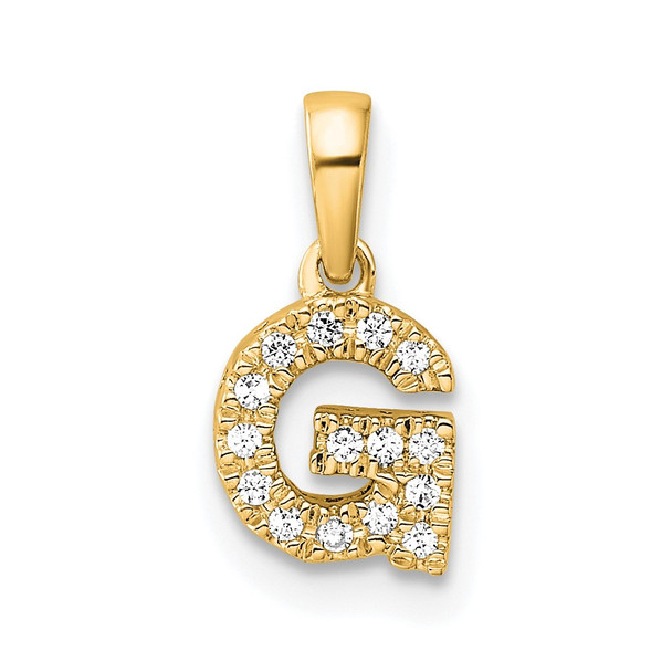 14K Yellow Gold Diamond Letter G Initial with Bail Pendant