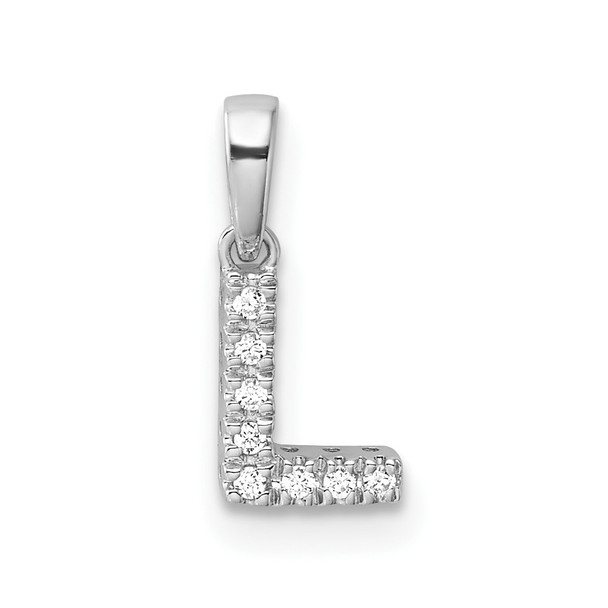 14K White Gold Diamond Letter L Initial with Bail Pendant