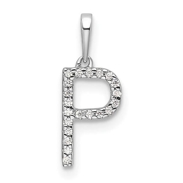 14K White Gold Diamond Letter P Initial Pendant PM9798P-006-WA