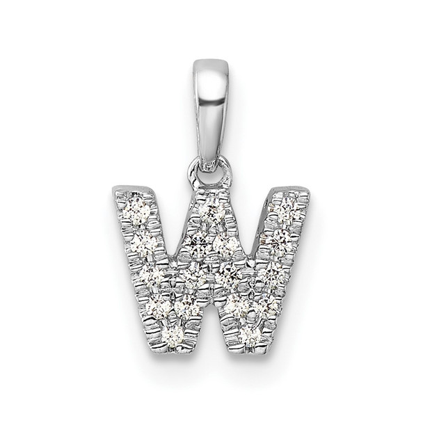 14K White Gold Diamond Letter W Initial with Bail Pendant