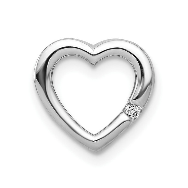 10k White Gold .01ctw Diamond Heart Chain Slide Pendant