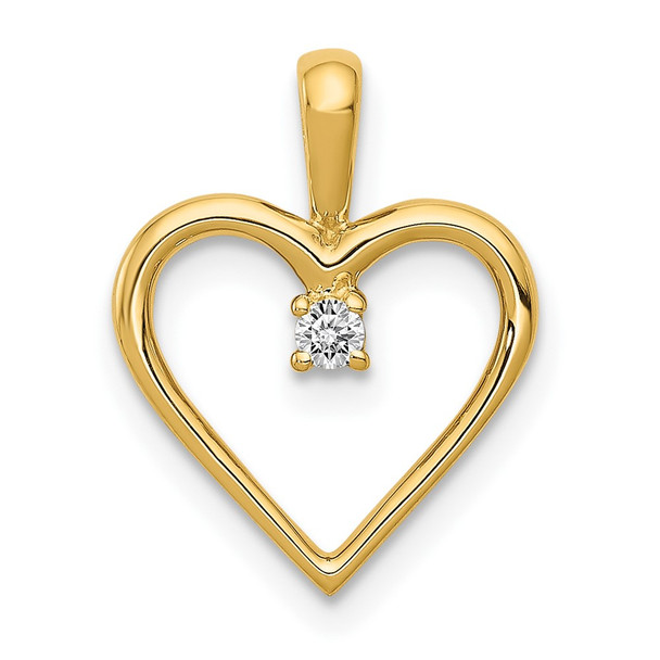 10K Yellow Gold AA .03ctw Diamond Heart Pendant