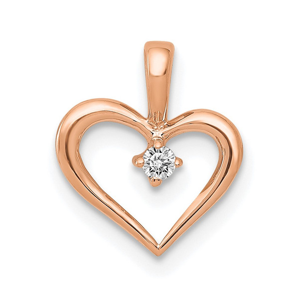 10K Rose Gold AA .02ctw Diamond Heart Pendant