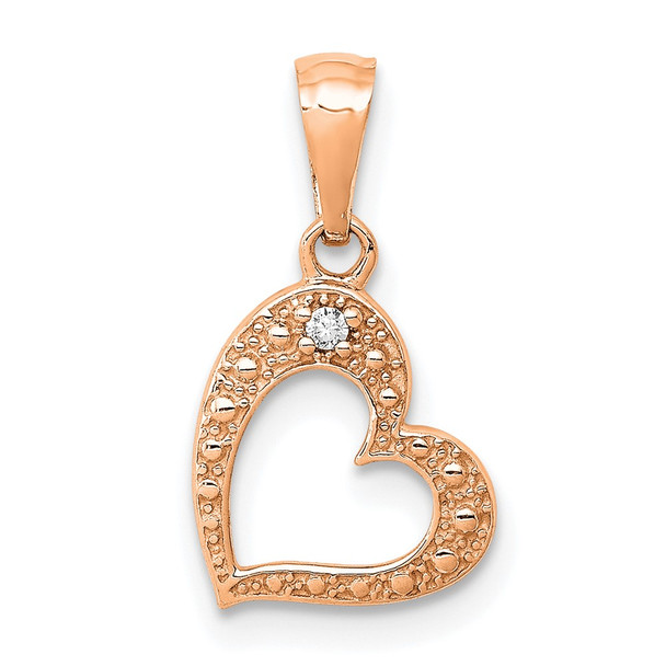 10K Rose Gold .01ctw Diamond Heart Pendant