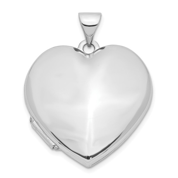 14k White Gold Polished Heart-Shaped Domed Locket Pendant