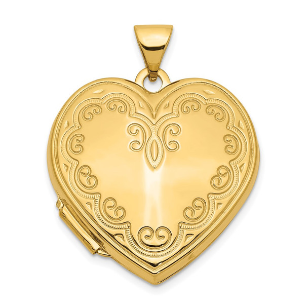 14K Yellow Gold Heart Locket Pendant