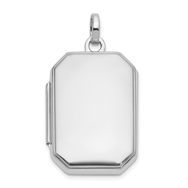 14k White Gold Polished 20x15mm Curved Rectangle Locket Pendant