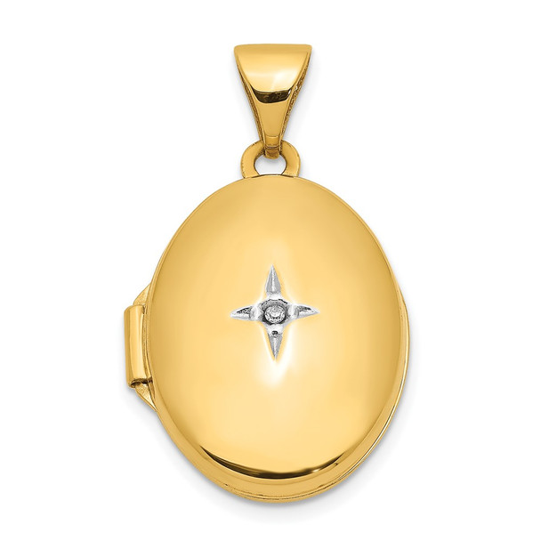 10K Yellow Gold Diamond Oval Locket Pendant