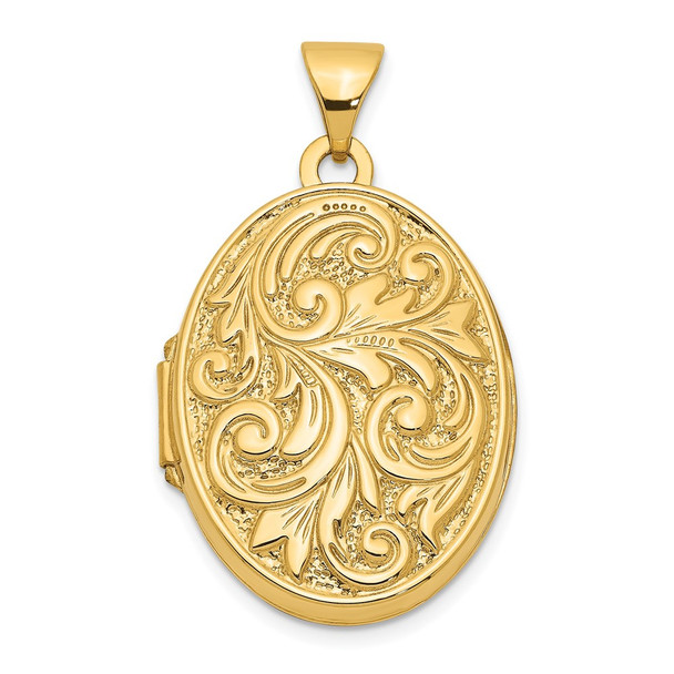 10K Yellow Gold Love You Always Swirl Reversible Locket Pendant