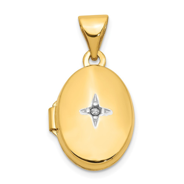 14K Yellow Gold Diamond Oval Locket Pendant XL150