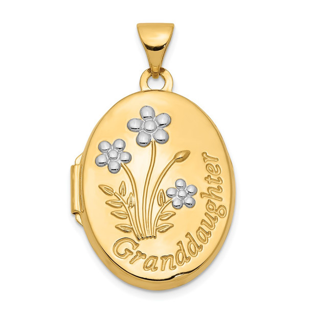 14K Yellow Gold with Rhodium-plating 21mm Oval Granddaughter Locket Pendant