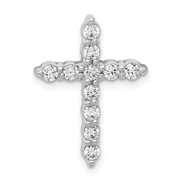 14k White Gold 1/2ctw Diamond Cross Chain Slide Pendant