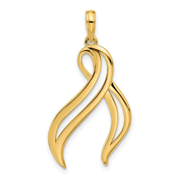 14K Yellow Gold Polished Awareness Ribbon Pendant