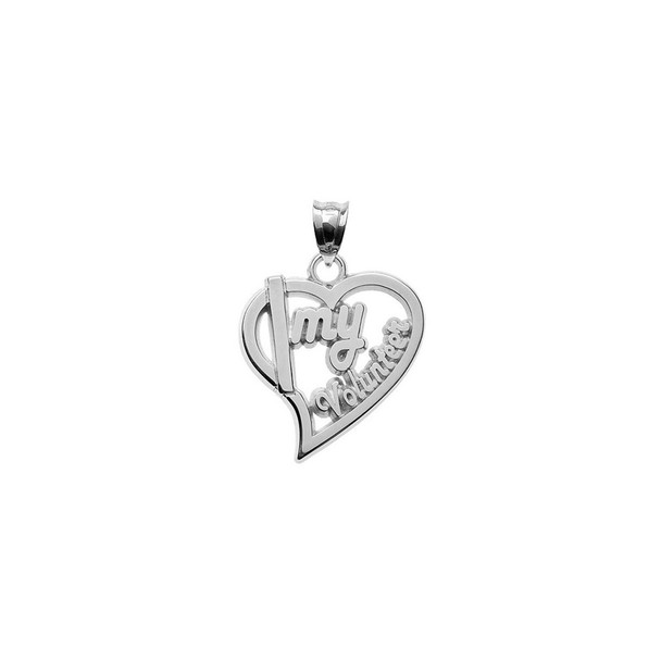 Sterling Silver HEART WITH I MY VOLUNTEER Pendant