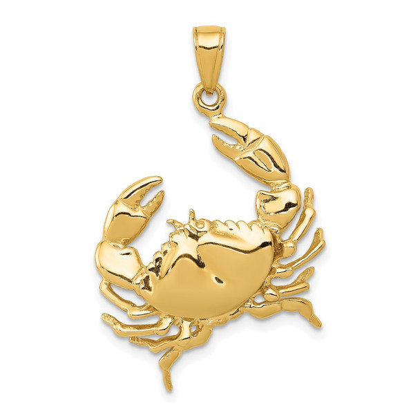 10K Yellow Gold Stone Crab with Claw Extended Pendant