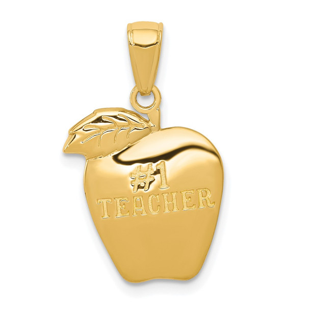 10K Yellow Gold #1 Teacher Apple Pendant