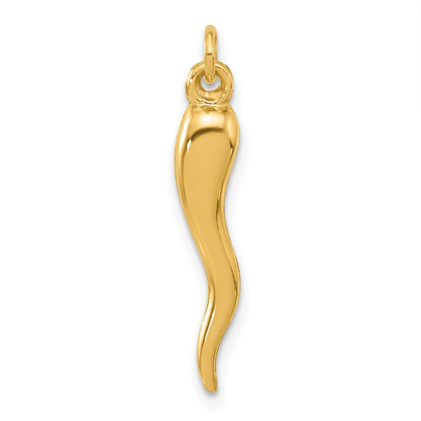 14K Yellow Gold Polished Hollow Italian Horn Pendant YC1580