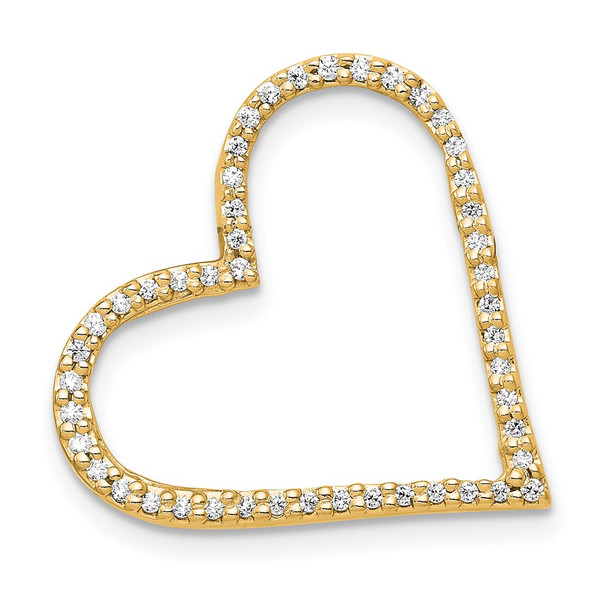 14K Yellow Gold 1/6ctw Diamond Heart Chain Slide Pendant