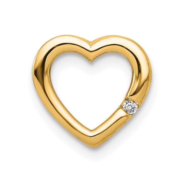 14K Yellow Gold .01ctw Diamond Heart Chain Slide Pendant